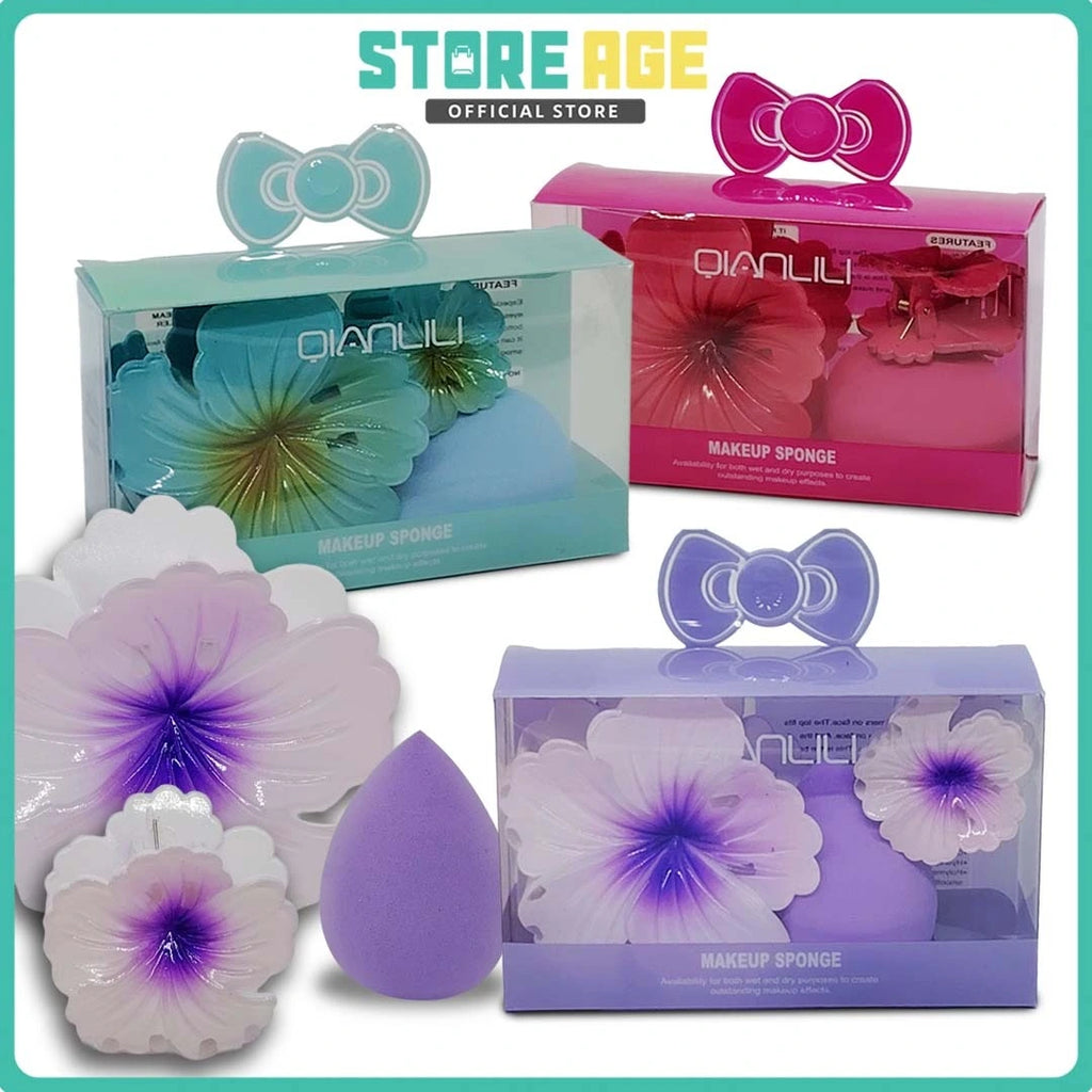 Flower Hair Clip & Sponge Beauty Set