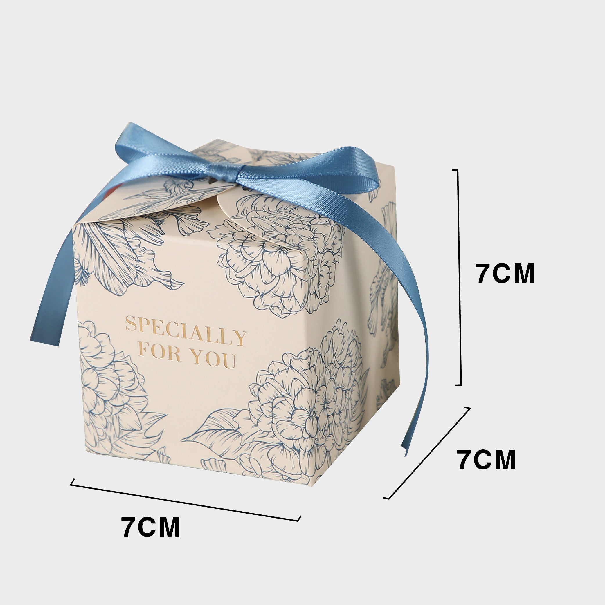 Small Square Floral Candy Box design 011BL01 (blue) - wedding favor / sweet box