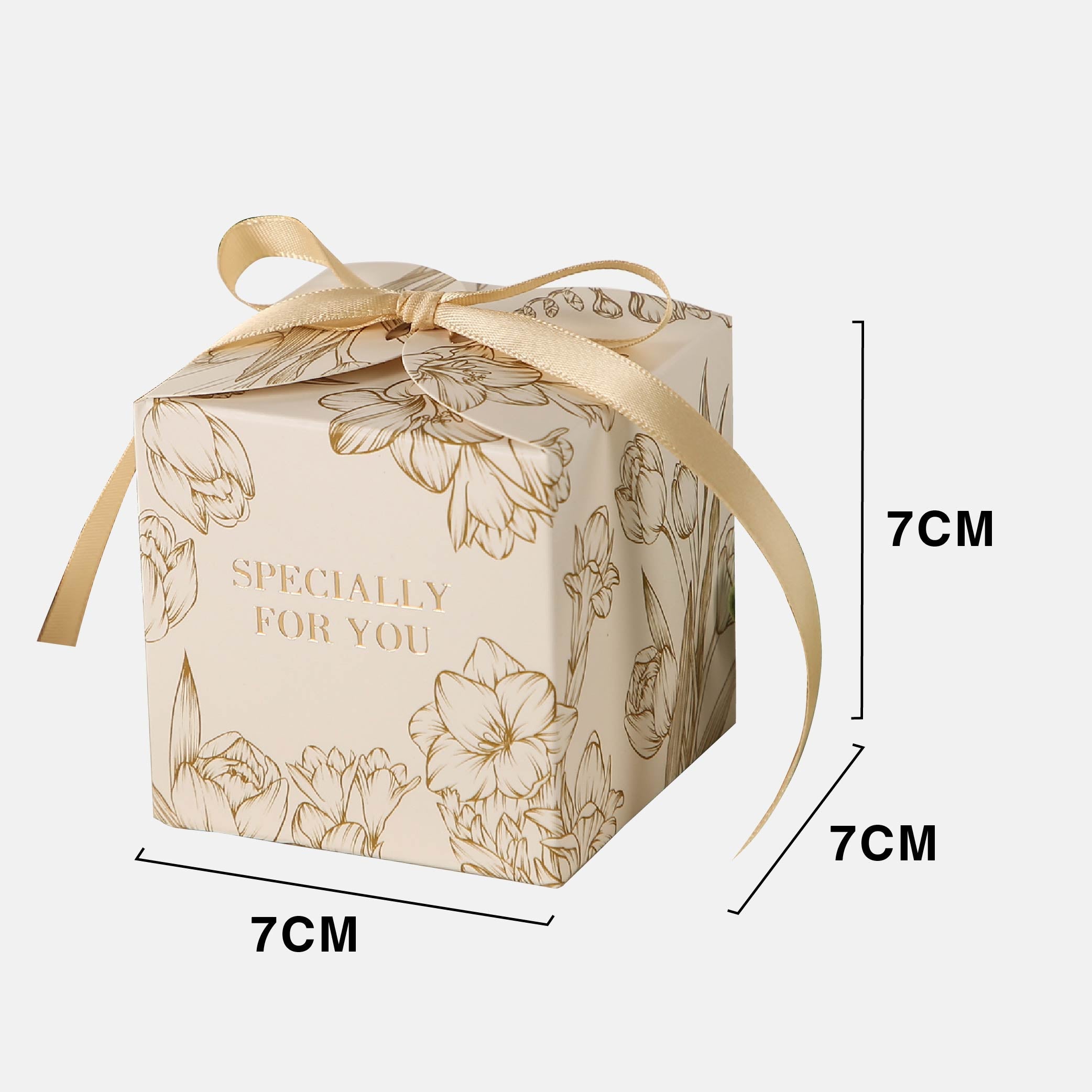 Small Square Floral Candy Box design 011CH01 (champagne) - wedding favor / sweet box