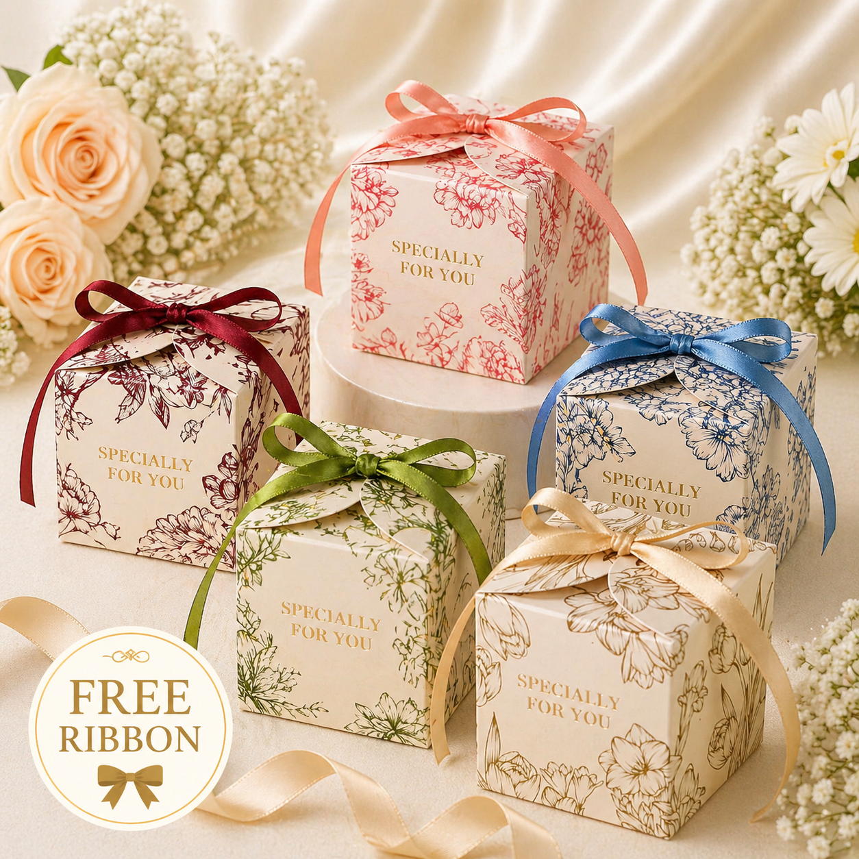 Small Square Floral Candy Box for wedding favor / sweet box - wholesale Malaysia