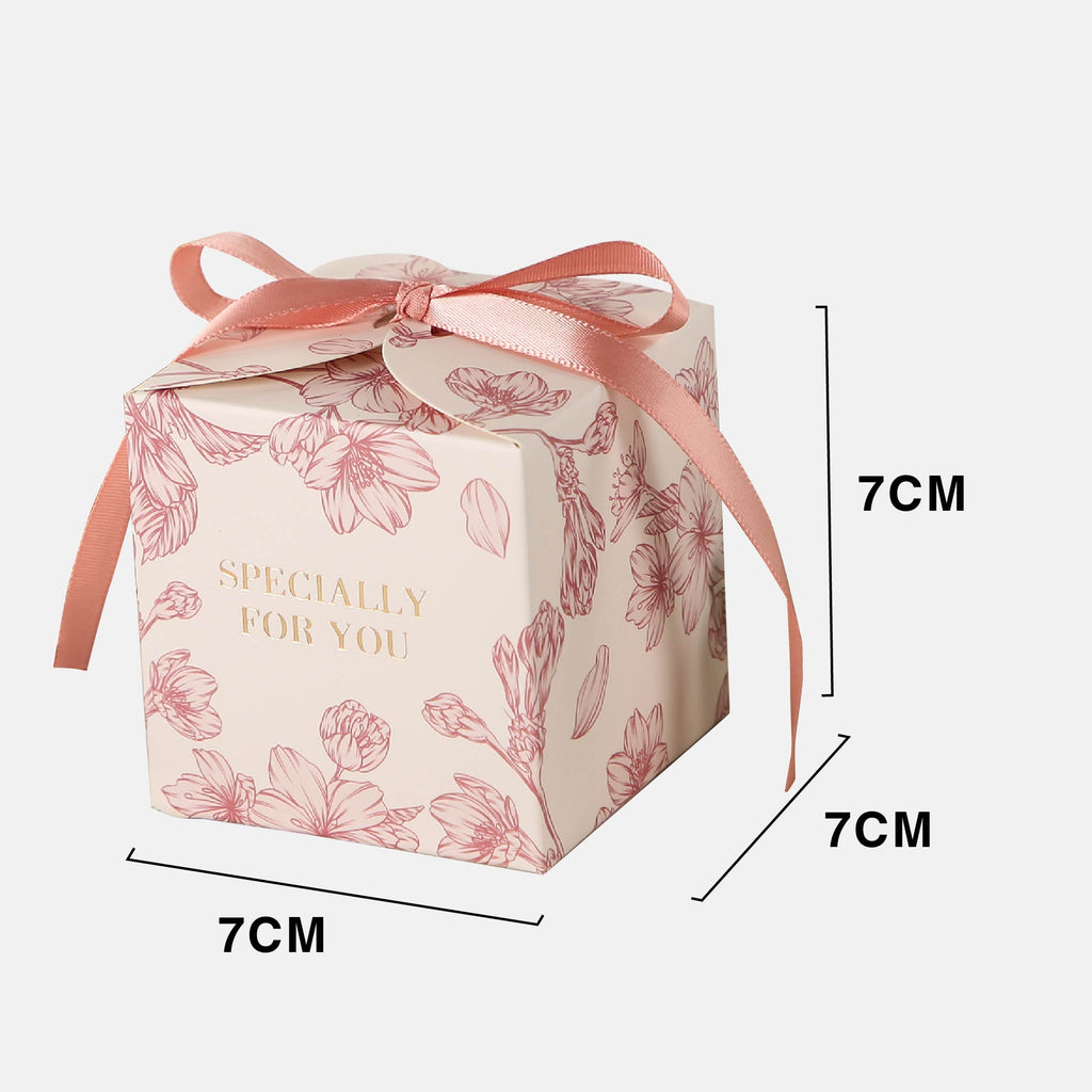 Small Square Floral Candy Box design 011PK01 (pink) - wedding favor / sweet box