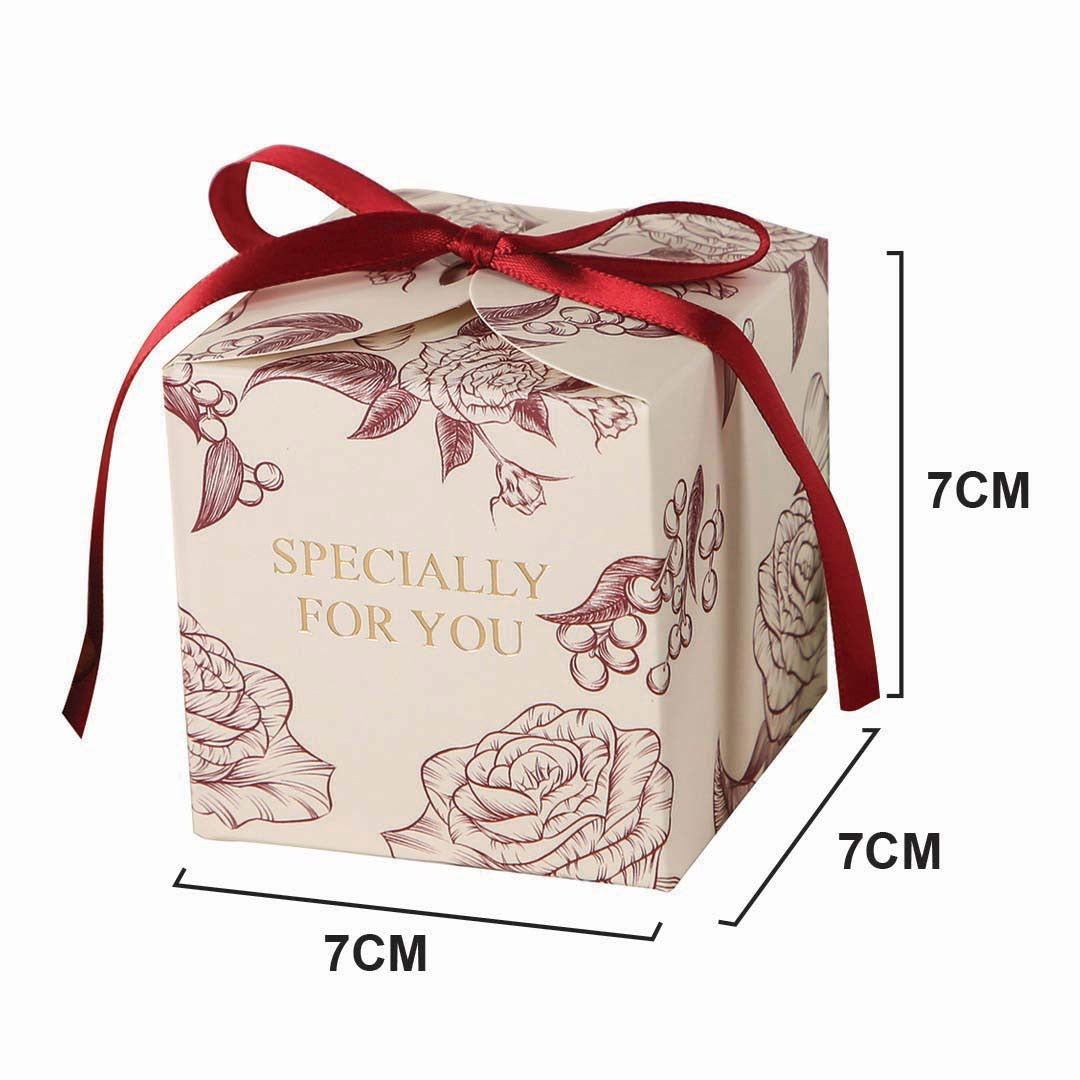 Small Square Floral Candy Box design 011RD01 (red) - wedding favor / sweet box