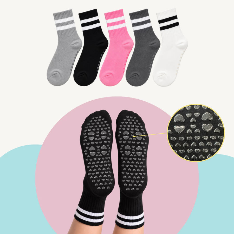 Adults Anti-Slip Cotton Socks 02 - with Silicone Non-Slip Sole, Comfortable Breathable Socks for Pilates, Yoga and Daily Indoor Wear. Available for bulk orders and wholesale Malaysia.