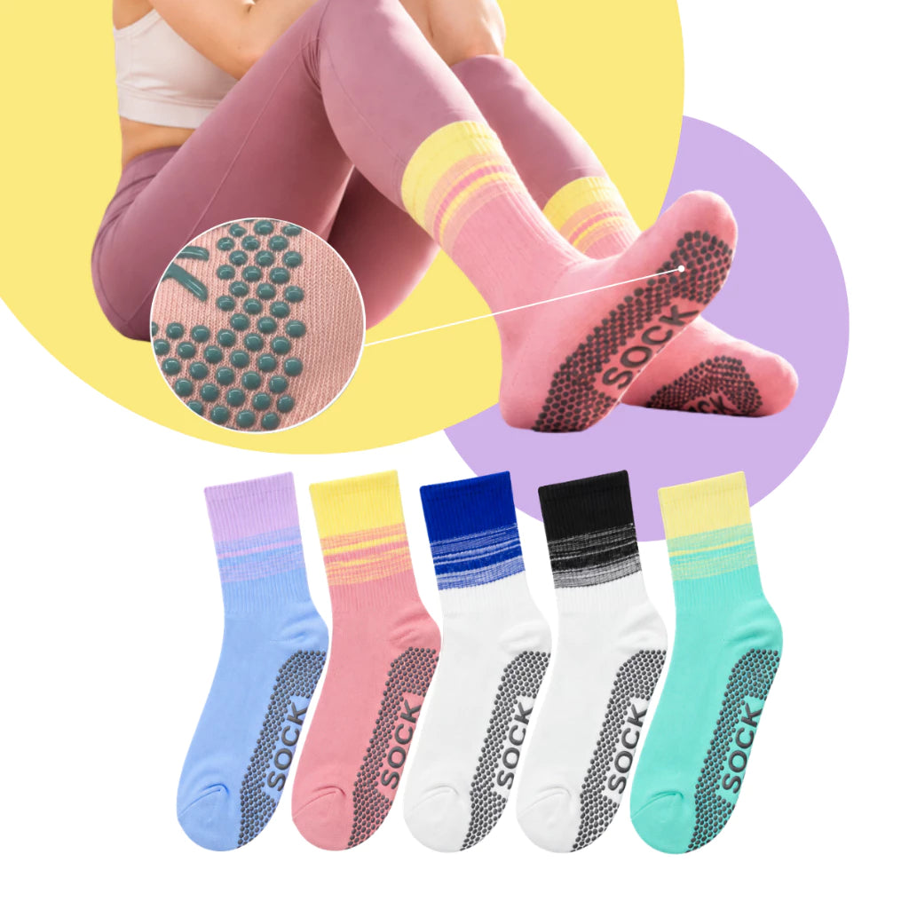Adults Anti-Slip Cotton Socks 03 - with Silicone Non-Slip Sole, Comfortable Breathable Socks for Pilates, Yoga and Daily Indoor Wear. Available for bulk orders and wholesale Malaysia.
