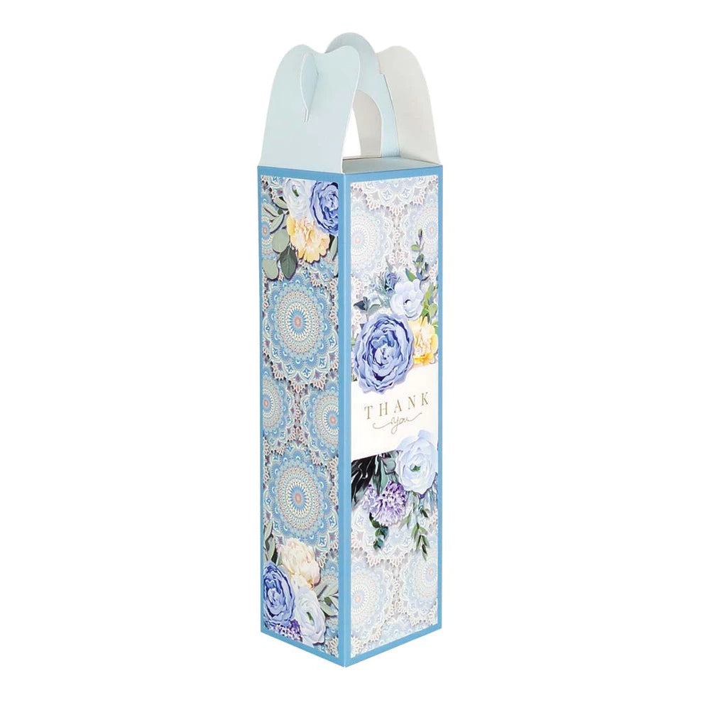Kicap Box design B02K01 blue floral — kicap bottle doorgift box