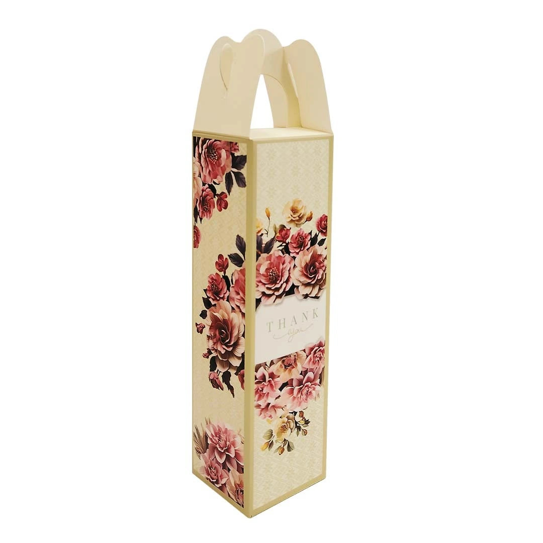 Kicap Box design B02K07 cream floral — kicap bottle doorgift box Malaysia