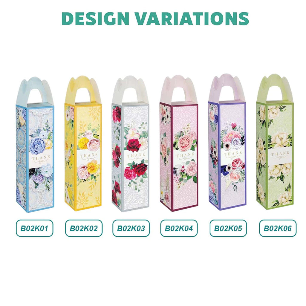 Kicap Box all 6 floral design variations B02K01–B02K06 — kicap doorgift wholesale Malaysia