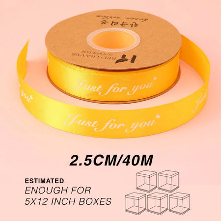 2.5cm High Quality Satin Ribbon (45M) design yellow - florist & gift wrapping supply
