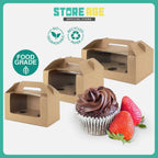 Brown Kraft Cake Box with Window & Handle cover with cavity for wholesale order