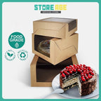 Brown Cake Box with L-Window — bakery dessert packaging wholesale Malaysia