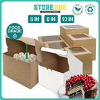 White and Brown Kraft Cake Box with Top Window  — bakery box wholesale Malaysia