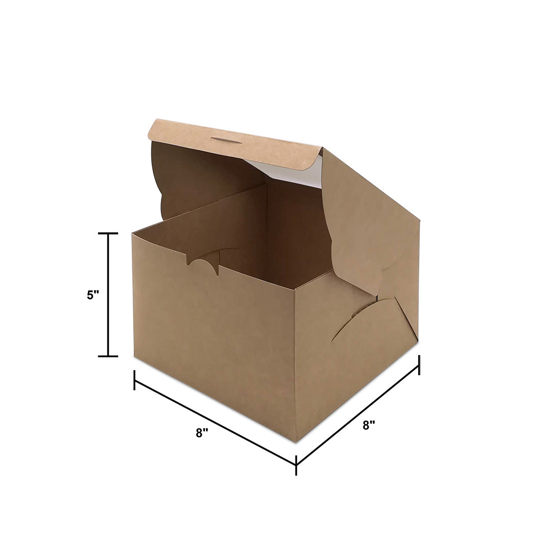 Brown Kraft Cake Box with Top Window BX01 (8×8×5") dimensions — bakery box wholesale Malaysia
