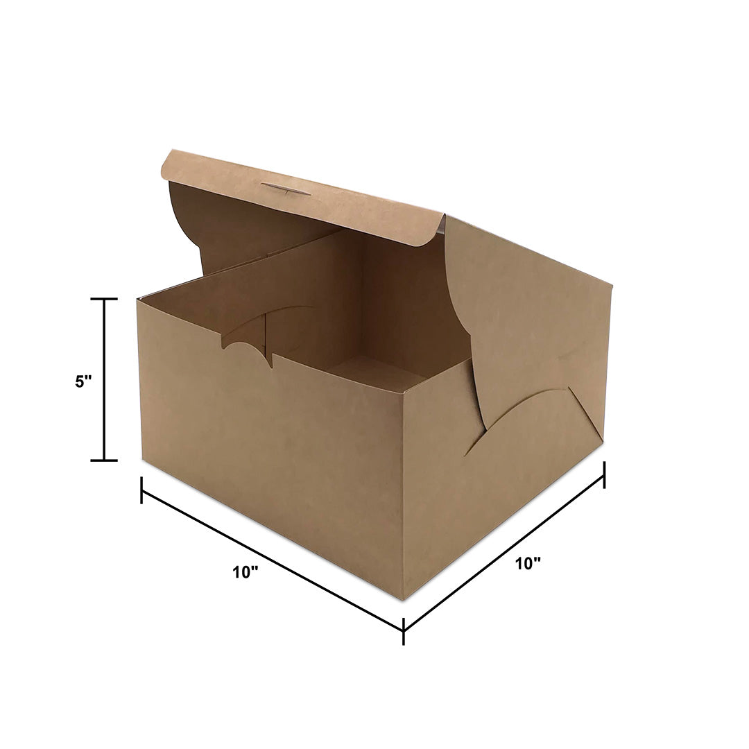 Brown Kraft Cake Box with Top Window BX02 (10×10×5") dimensions — bakery box wholesale Malaysia