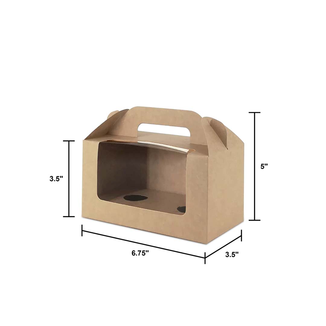 Brown Kraft Cake Box with Window & Handle (BH9) dimensions with 2 cavity for wholesale order 