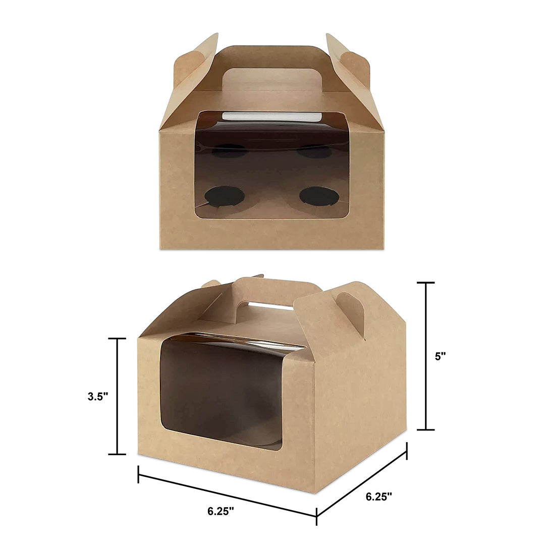 Brown Kraft Cake Box with Window & Handle (BH7) dimensions for wholesale order Malaysia