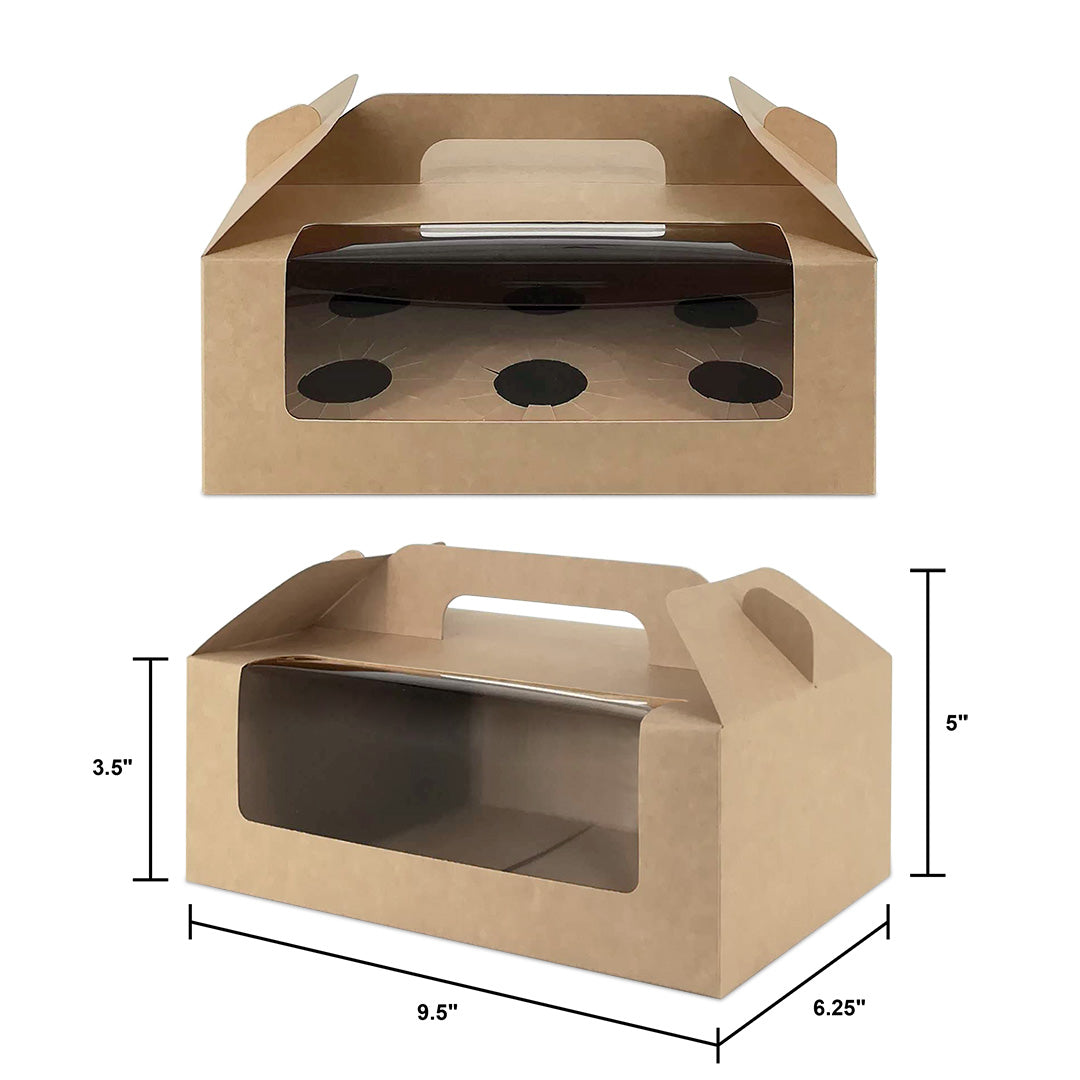 Brown Kraft Cake Box with Window & Handle for bakery & dessert packaging - wholesale Malaysia