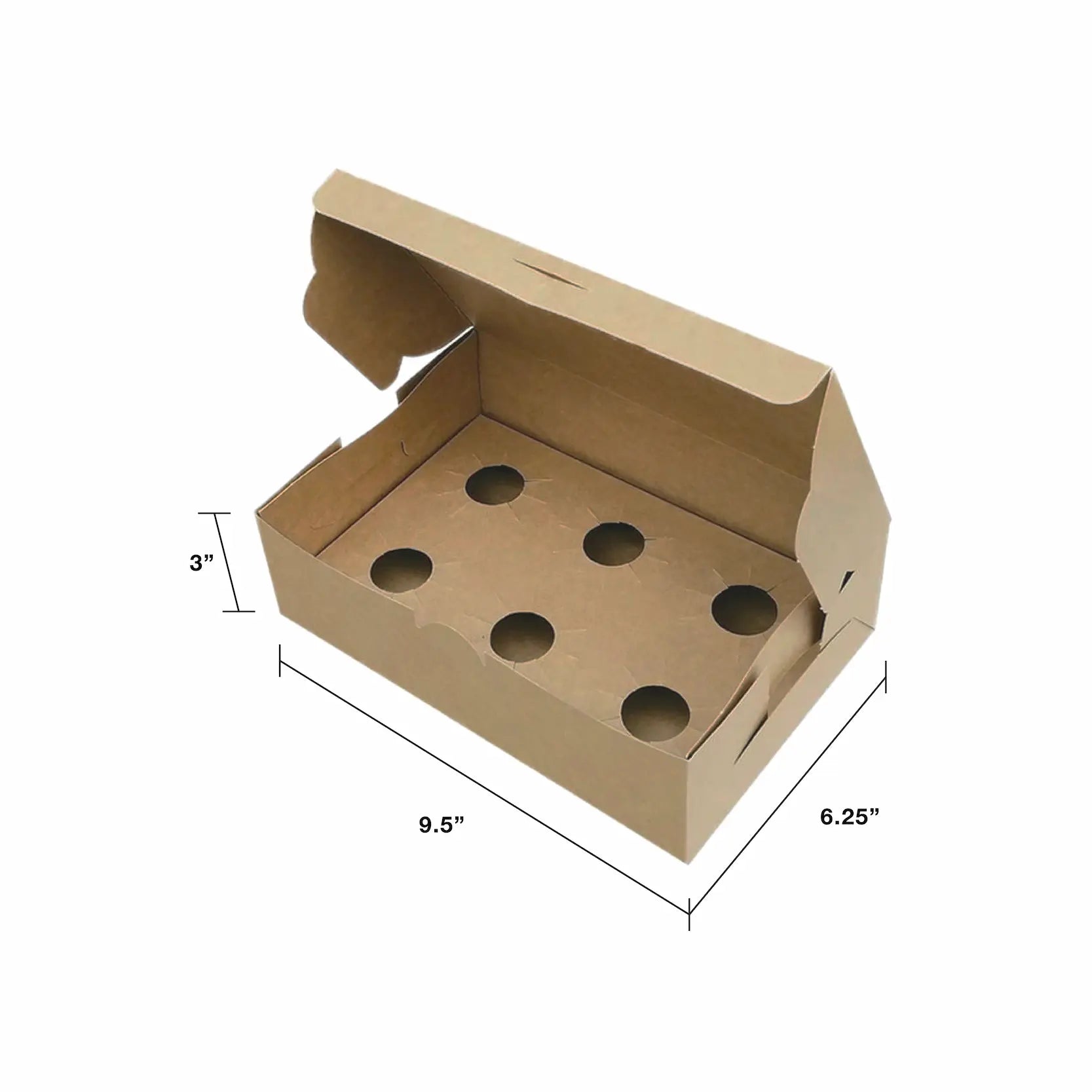 Brown Kraft Cake Box No Window BN5 with 6-cavity tray — bakery wholesale Malaysia