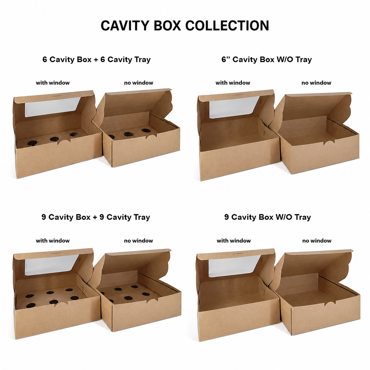 Brown Kraft Cake Box No Window — all variants, bakery wholesale Malaysia