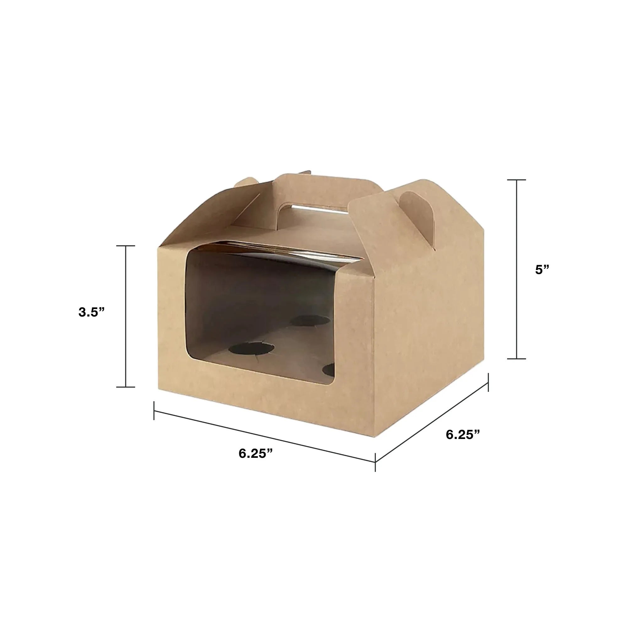 Brown Kraft Cake Box with Window & Handle (BH7) dimensions with 4 cavity for wholesale order 