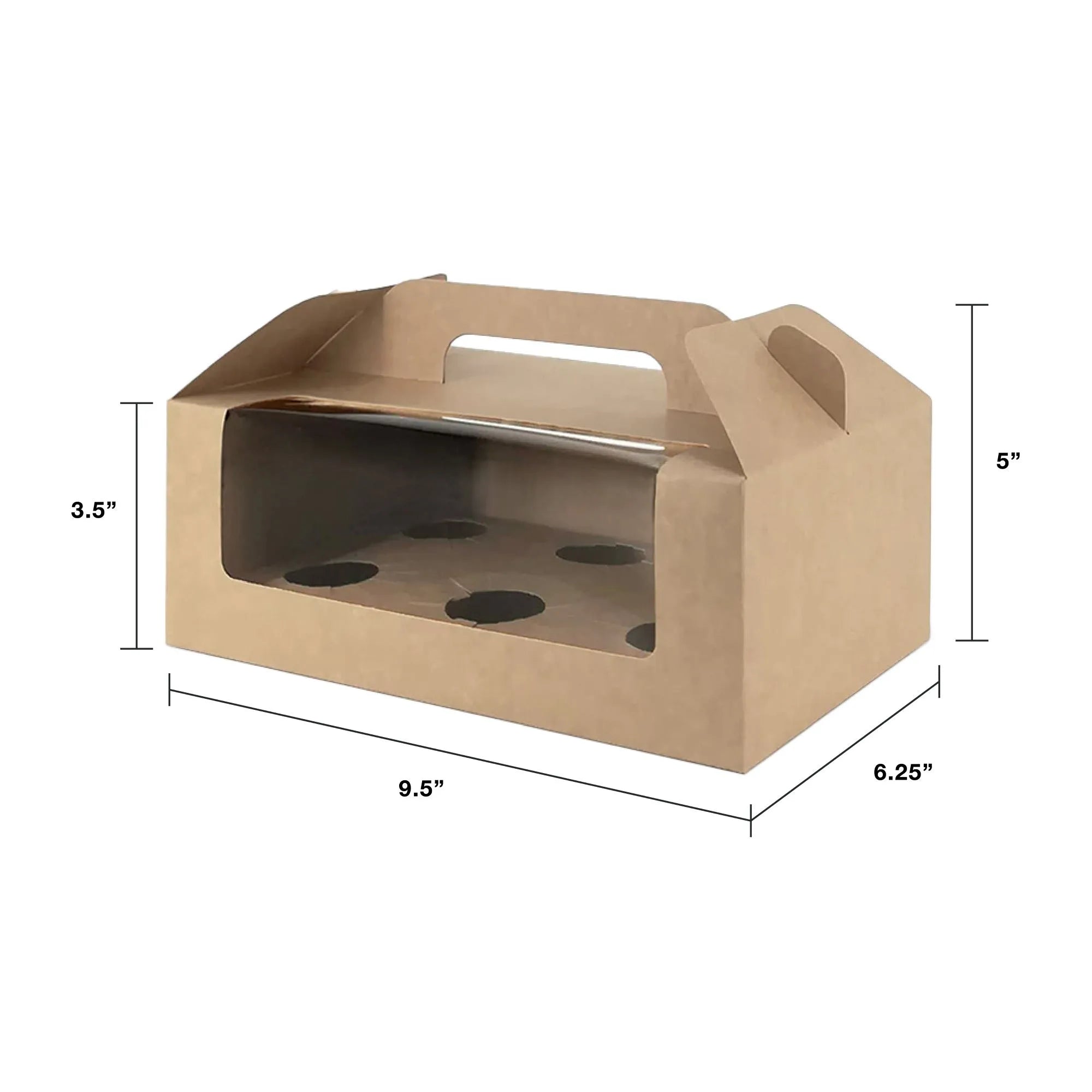 Brown Kraft Cake Box with Window & Handle (BH5) dimensions with 6 cavity for wholesale order