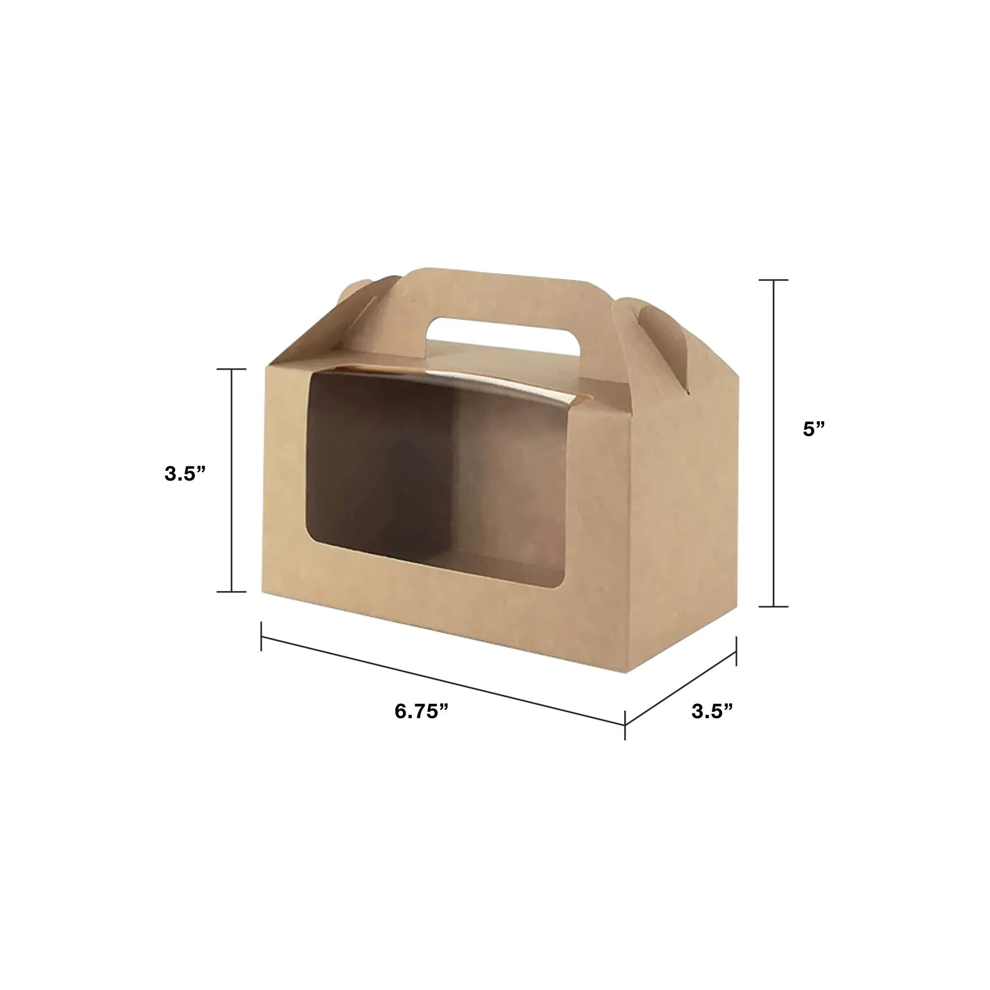 Brown Kraft Cake Box with Window & Handle (BH9) without cavity tray dimensions for wholesale order Malaysia