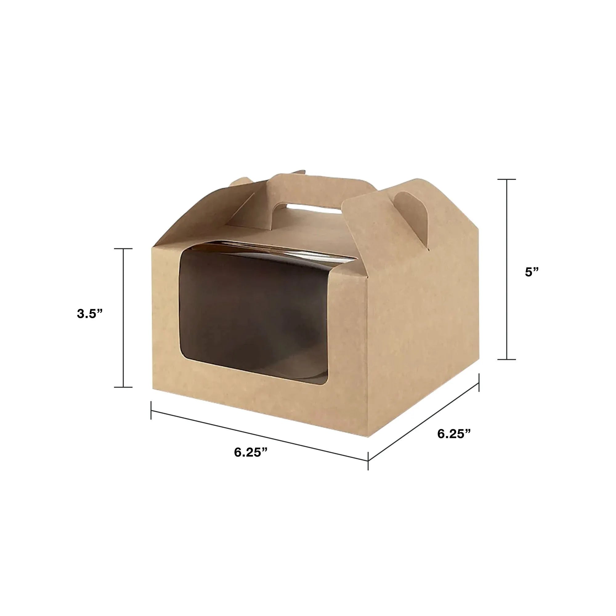 Brown Kraft Cake Box with Window & Handle (BH7) without cavity tray dimensions for wholesale order Malaysia