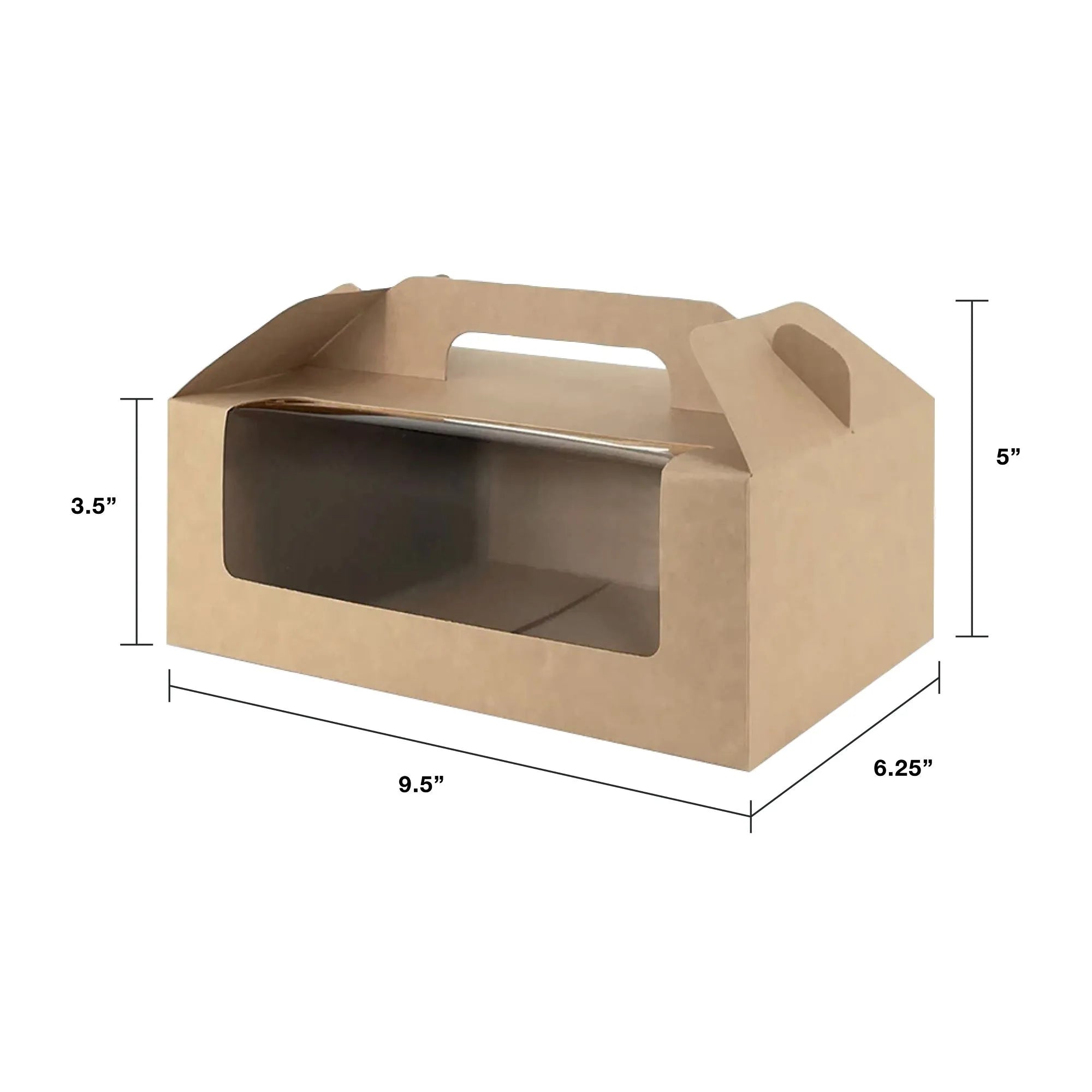 Brown Kraft Cake Box with Window & Handle (BH7) without cavity tray dimensions for wholesale order Malaysia