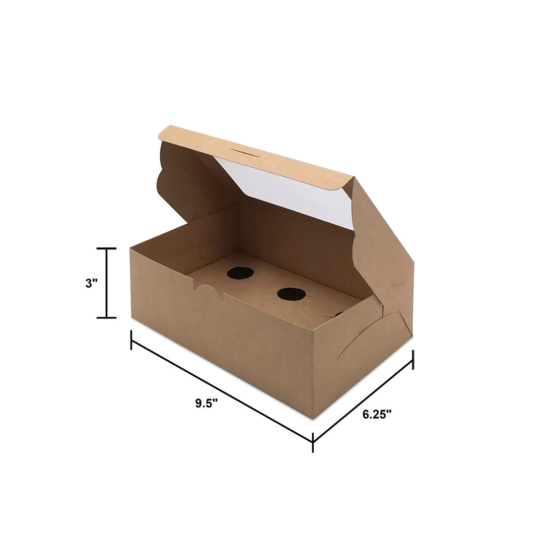 Brown Kraft Cupcake Box with Top Window BX5 dimensions  for bakery & dessert packaging - wholesale Malaysia