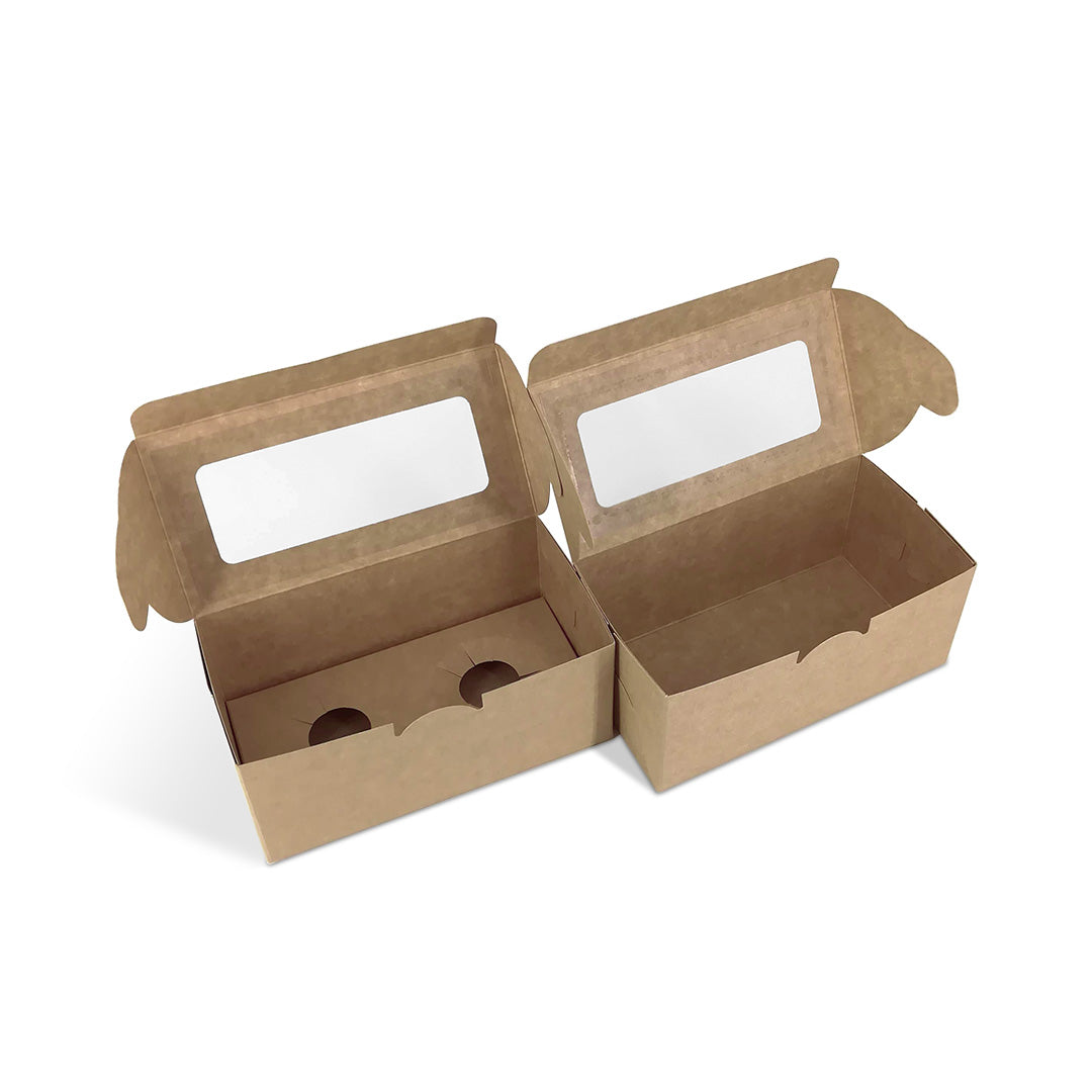 Brown Kraft Cupcake Box with Top Window BX9 without cavity— bakery takeaway box wholesale