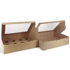 Brown Kraft Cupcake Box with Top Window BX10 without cavity — bakery takeaway box wholesale