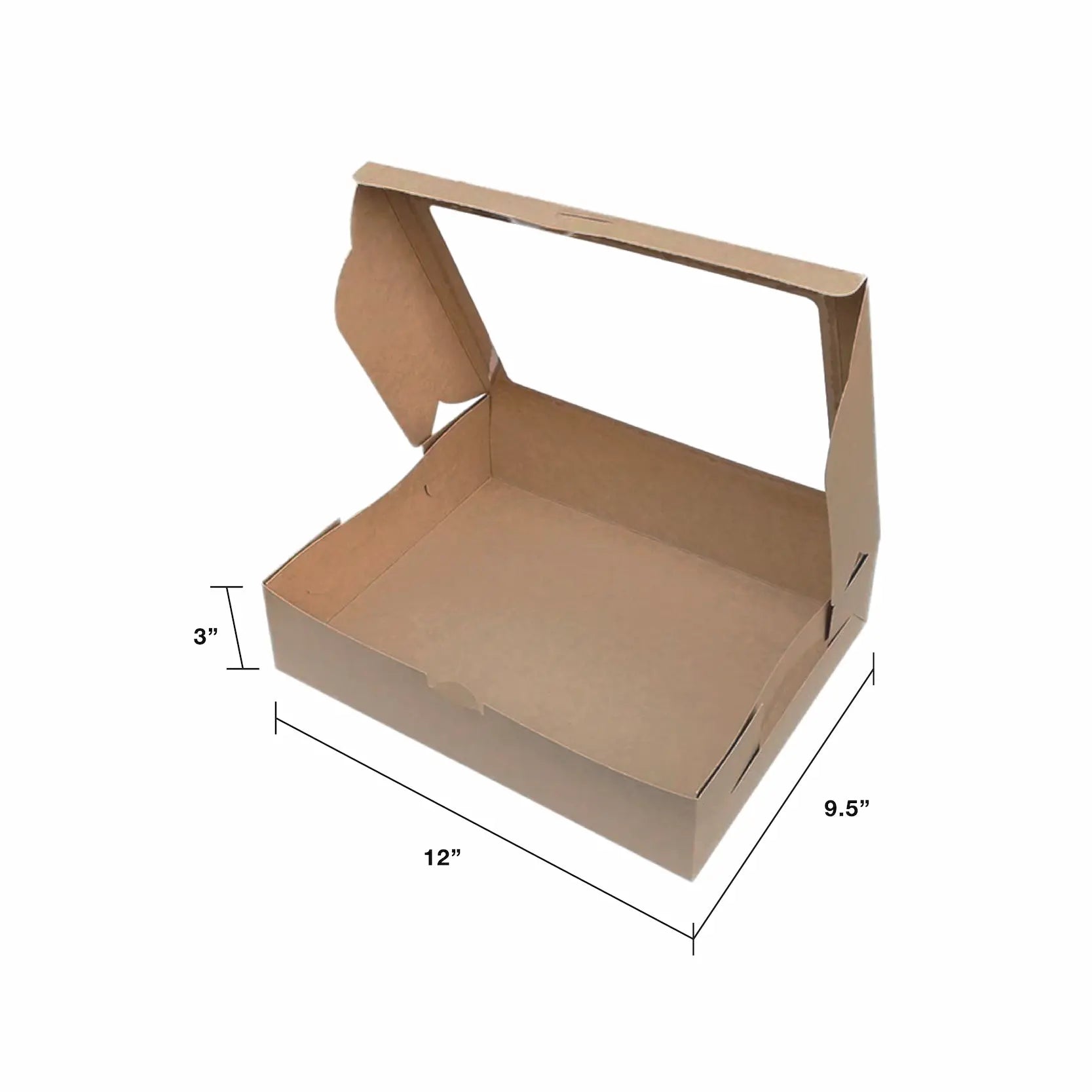 Brown Kraft Cupcake Box with Top Window BX10 without cavity dimensions — bakery box wholesale Malaysia