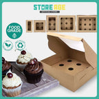Brown Kraft Cupcake Box with Top Window and cavity tray for bakery & dessert packaging - wholesale Malaysia