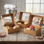 Brown Kraft Cupcake Box with Top Window — bakery takeaway box wholesale
