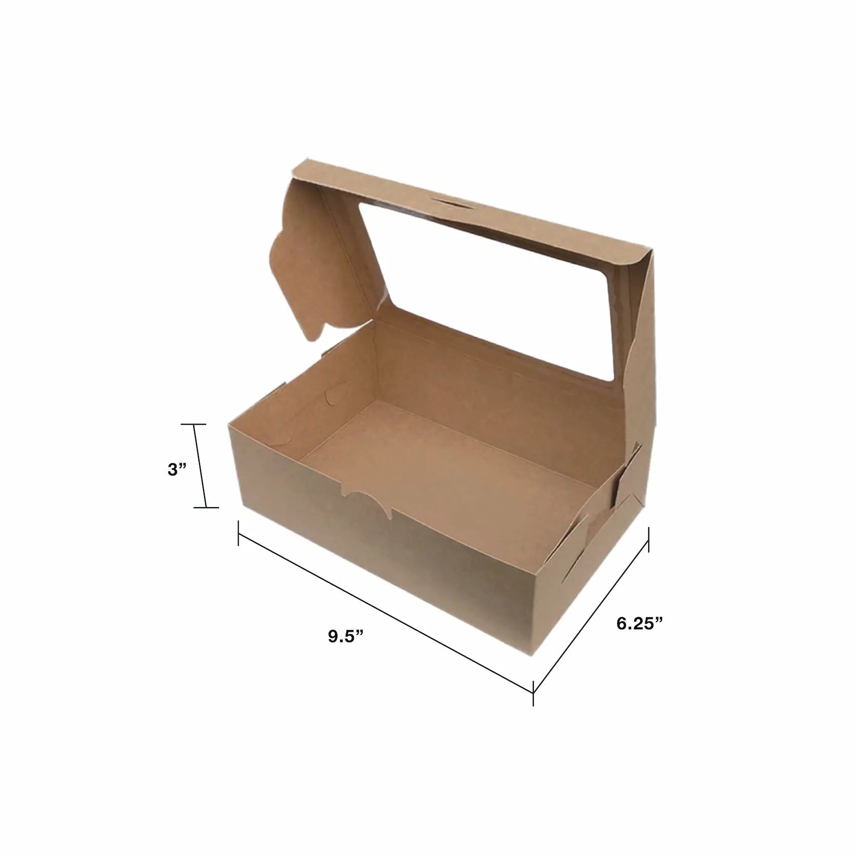 Brown Kraft Cupcake Box with Top Window BX5 without cavity dimensions — bakery box wholesale Malaysia