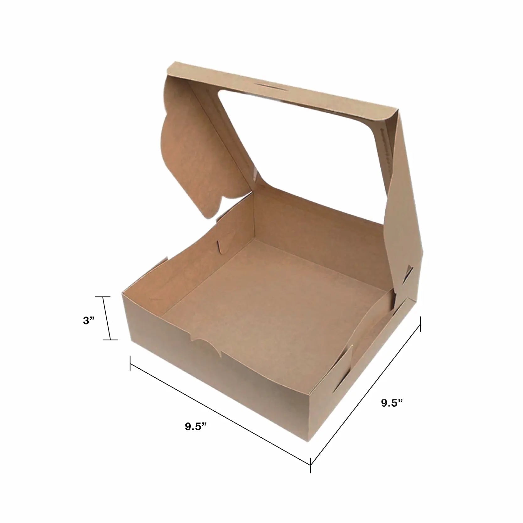 Brown Kraft Cupcake Box with Top Window BX6 without cavity dimensions — bakery box wholesale Malaysia