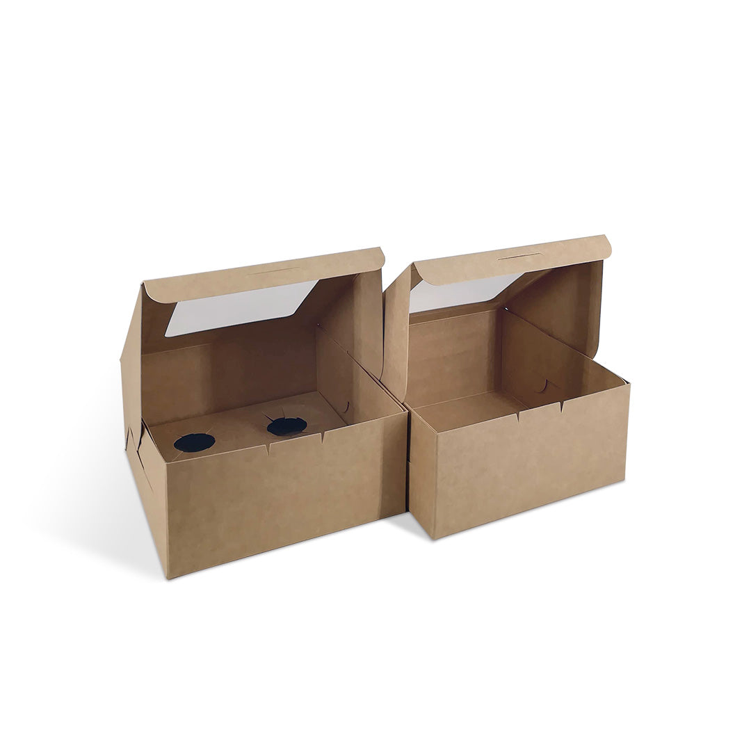 Brown Kraft Cupcake Box with Top Window BX7 without cavity dimensions — bakery box wholesale Malaysia
