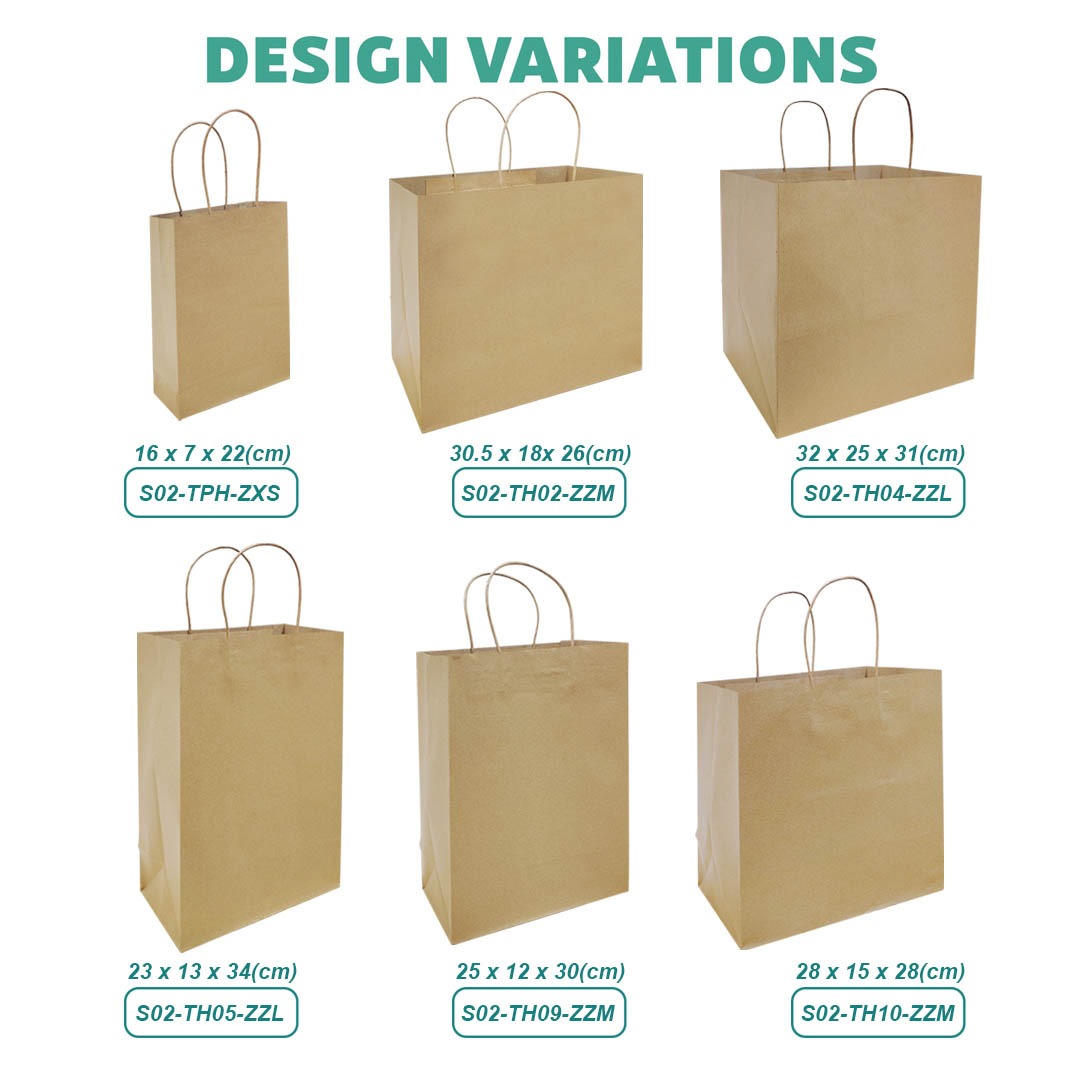 Brown Twisted Handle Paper Bag variation size for doorgift packaging - wholesale Malaysia