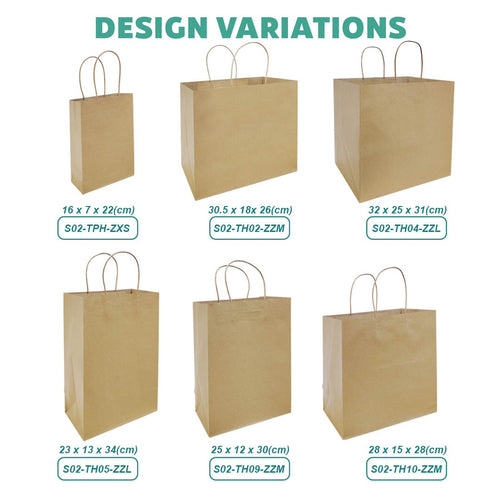Brown Twisted Handle Paper Bag variation size for doorgift packaging - wholesale Malaysia