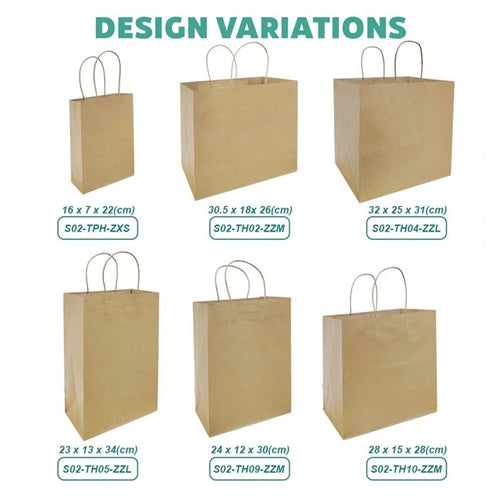 Brown Twisted Handle Paper Bag variation size for doorgift packaging - wholesale Malaysia