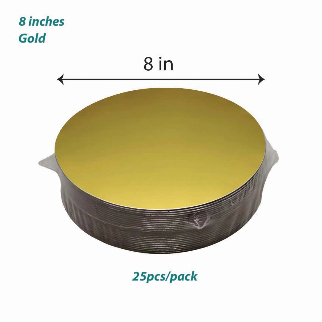 Gold Cake Board 20cm diameter suitable for 8 inch cakes, ideal for bakeries, home bakers and cake businesses, available for wholesale order Malaysia.