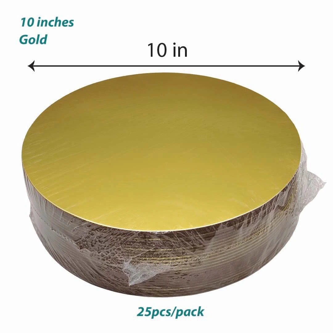 Gold Cake Board 25cm diameter suitable for 25 inch cakes, ideal for bakeries, home bakers and cake businesses, available for wholesale order Malaysia.