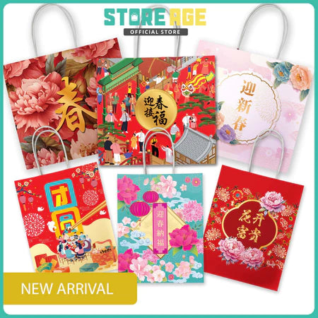 Red Chinese New Year Festive Paper Bag for Chinese New Year ang pow packaging - wholesale Malaysia
