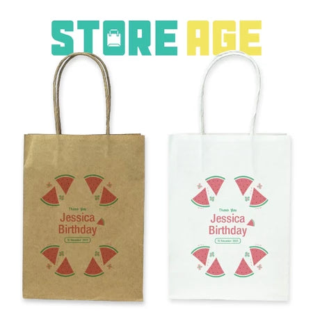 Customise Name Printing: For Events design D15 watermelon available brown and white kraft paper bag - wholesale branded packaging Malaysia