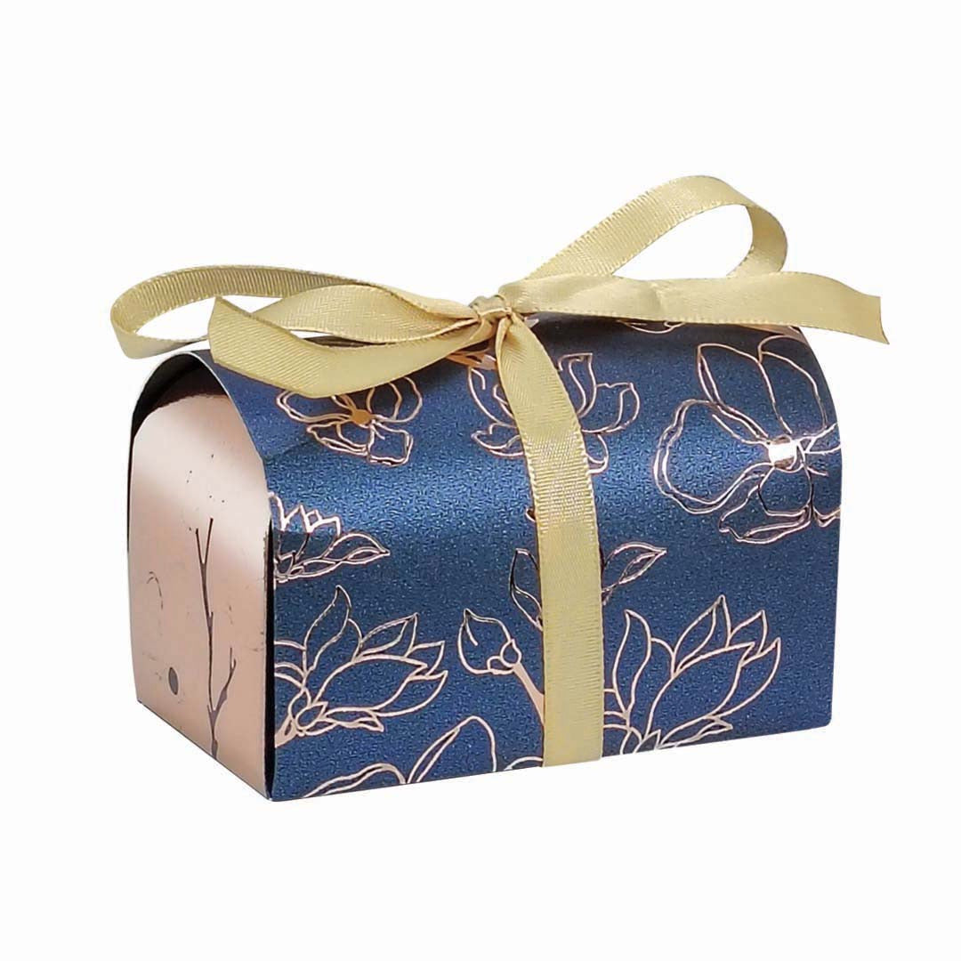 Cylinder Candy Gift Box with gold floral design  005BL01 (blue) - wedding favor / sweet candy box Malaysia