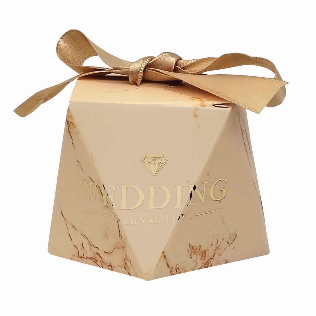 Diamond-Shaped Candy Gift Box design 002GL01 (gold) - wedding doorgift candy box wholesale Malaysia