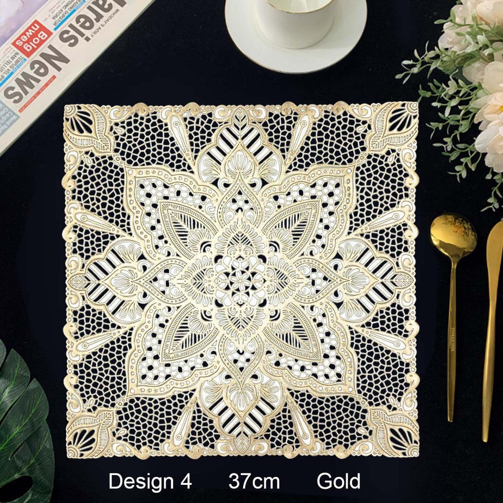 Flora Gold Design Dining Mat Square 37 CM Dining Table accessory Malaysia