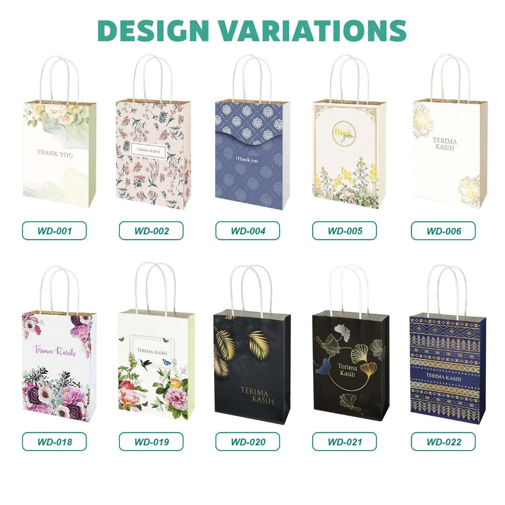 Small floral wedding doorgift bag with elegant botanical design, variation one