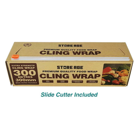 Premium Food Wrap with Cutter - kitchen thick cling wrap 300 m x 300 mm