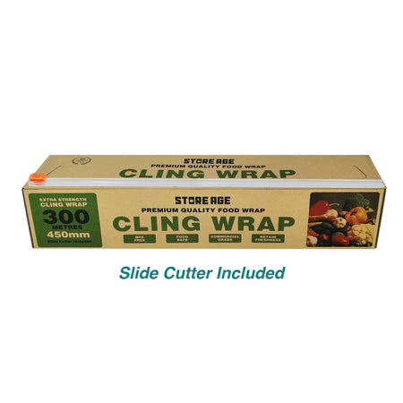 Premium Food Wrap with Cutter - kitchen thick cling wrap 300 m x 450 mm