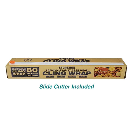 Premium Food Wrap with Cutter - kitchen thick cling wrap 80 m x 350 mm